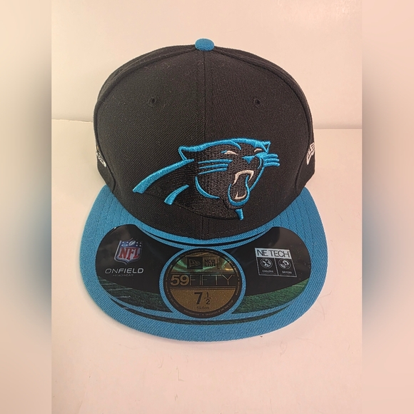 Lot Of 2 VGUC New Era NFL Carolina Panthers 59Fifty Fitted Hats Size 7 1/2 - Picture 2 of 14
